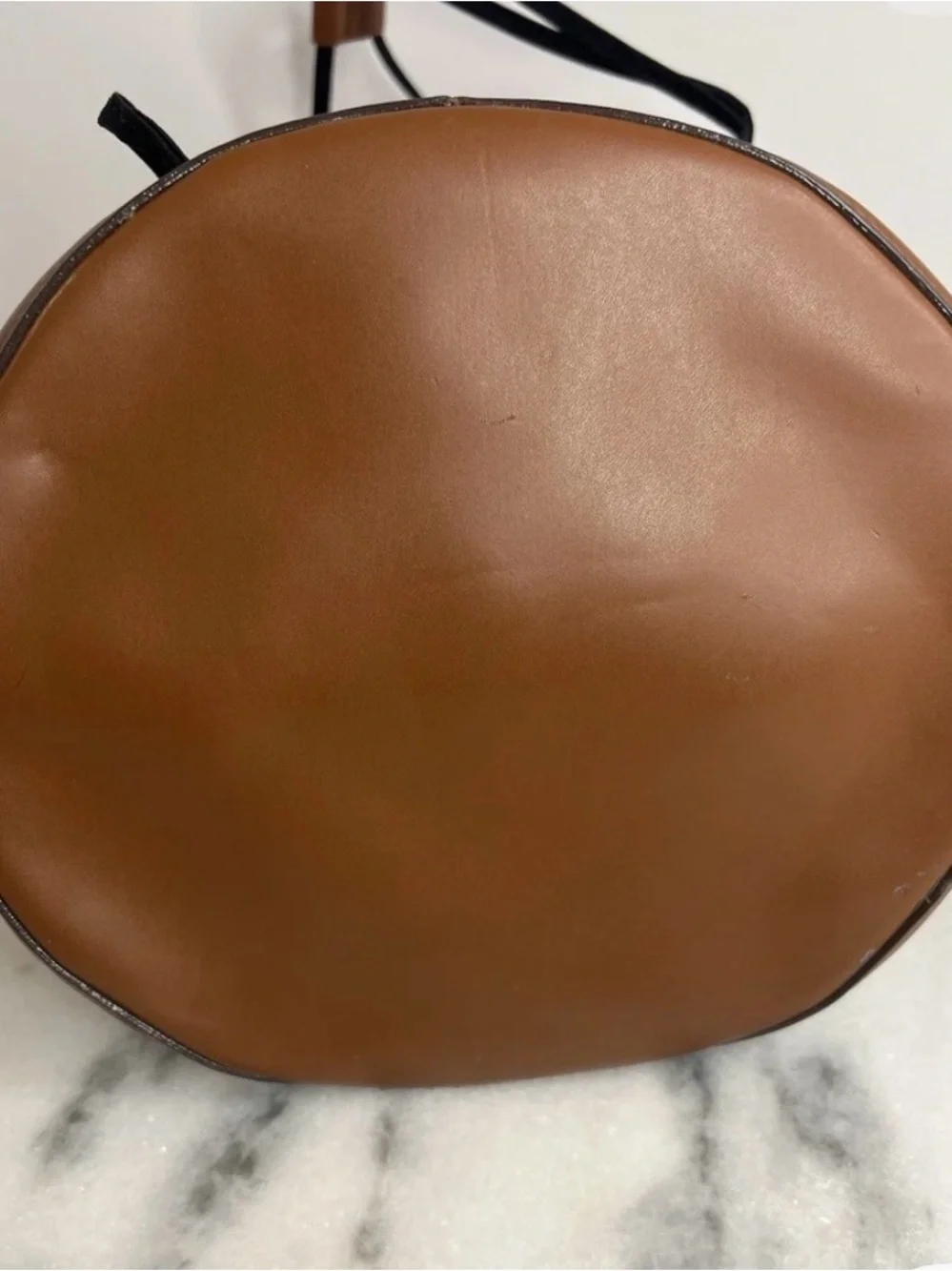 Henri Bendel Black Canvas & Brown Leather Drawstring Bag